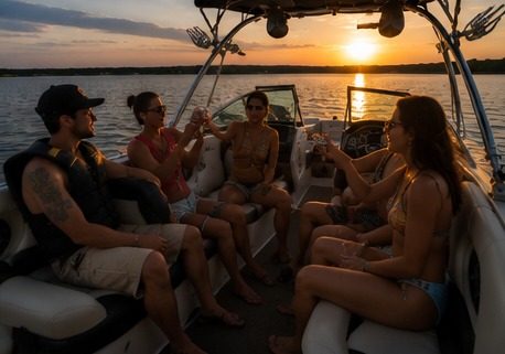 Grupo disfrutando del paseo en bote