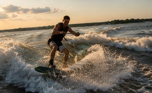Practicando wakeboard en la ciénaga